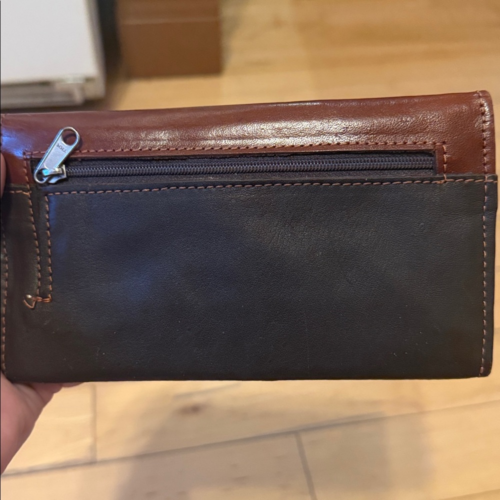 American West Brown and Tan Leather & Hair-on Hide Wallet - Picture 4 of 4